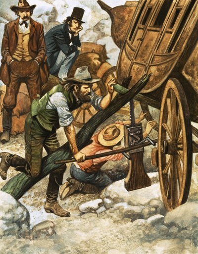 Engebeli yolda kırık bir tekerlek by English School