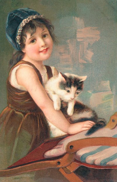 Bir kediyle poz veren genç bir kız by English School