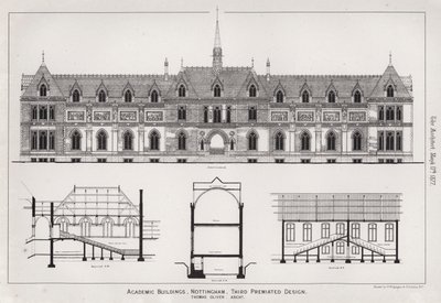 Akademik Binalar, Nottingham, Üçüncü Öngörülen Tasarım (gravür) by English School