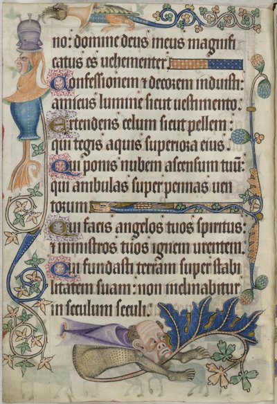 Ekle. 42130, f.182v Mezmur 103, grotesklerle, 