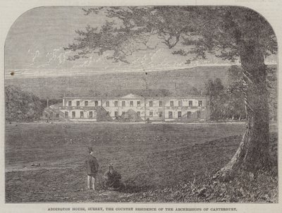 Addington House, Surrey, Canterbury Başpiskoposlarının Kır Evi (gravür) by English School