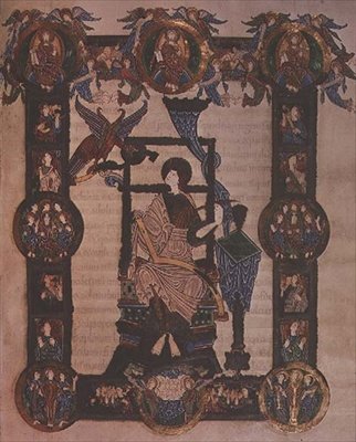 Ek 34890, f.114v: Grimbald İncillerinden St. John the Evangelist, c.1020 (parşömen) by English School