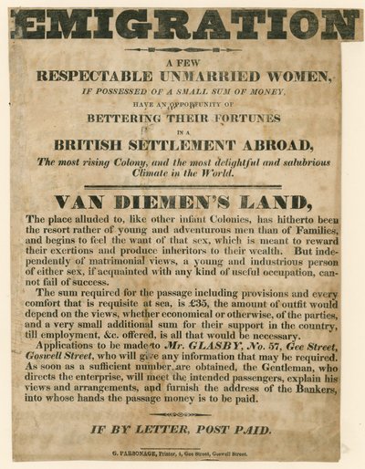 Genç kadınların Van Diemens Land