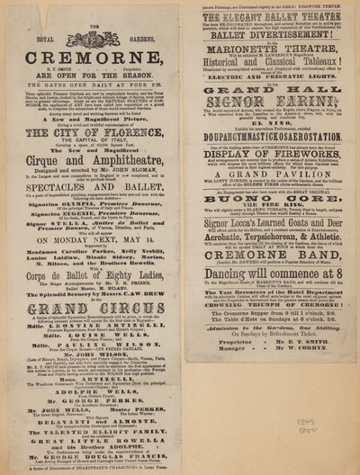 Cremorne Gardens, Londra için reklam by English School