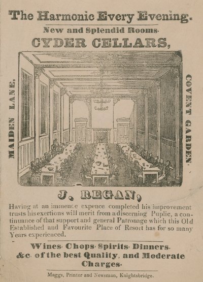 Cyder Cellars, Maiden Lane, Covent Garden için reklam by English School