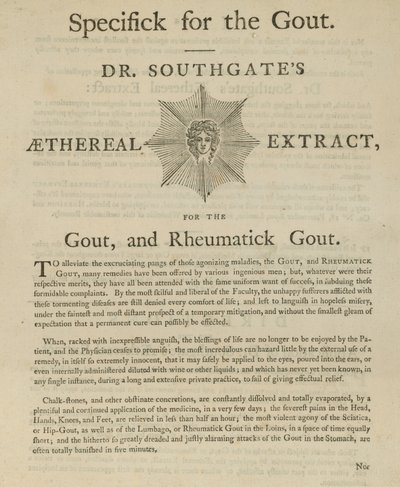 Gut ve romatizmal gut için Dr Southgates Aethereal özü reklamı by English School