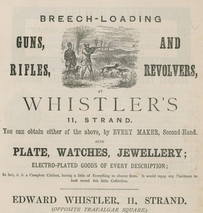 Edward Whistler, 11 Strand, Londra için ilan by English School