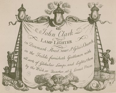 John Clarke, lamba çakmak, Danimarka Caddesi, Londra için reklam by English School