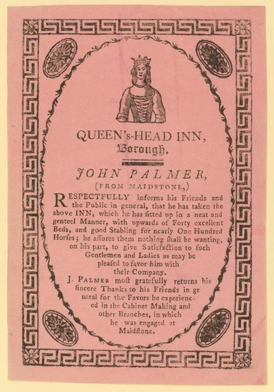 Queens Head Inn, Borough, Londra için ilan by English School