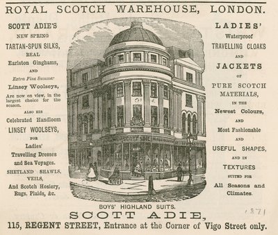 Royal Scotch Warehouse, 115 Regent Street, Londra için ilan by English School