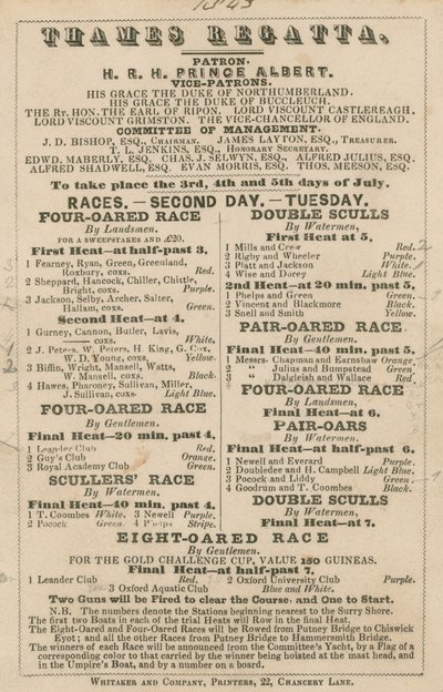 Thames Regatta için reklam, 1843 by English School
