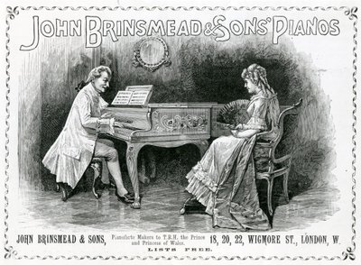 Reklam, John Brinsmead ve Sons Pianos, The Graphic için İllüstrasyon, 4 Temmuz 1891 (gravür) by English School