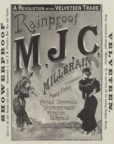 Reklam, MJC Millerain (gravür) by English School