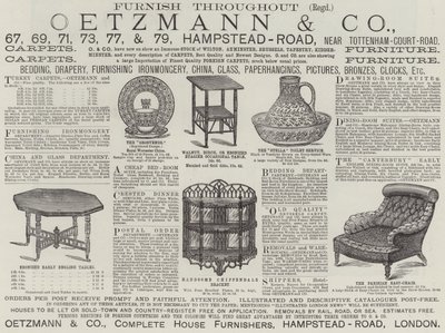 Reklam, Oetzmann ve Şirketi (gravür) by English School