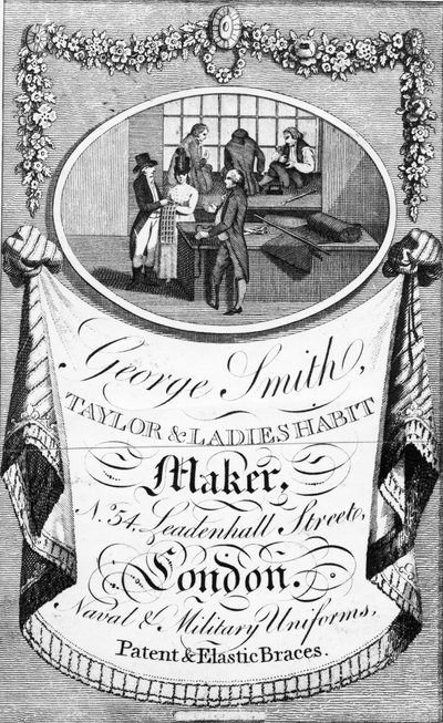 Advertisement for George Smith, Taylor und Ladies Habit Maker  by English School