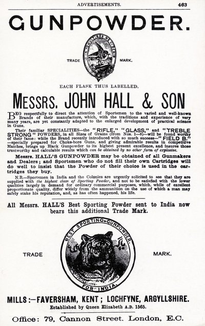 Bay John Hall & Son (lito) tarafından Barut için Reklam by English School