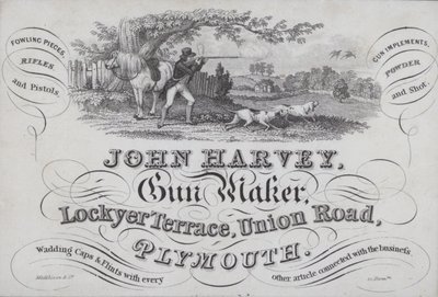 John Harvey, silah üreticisi, Plymouth, Devon için reklam by English School