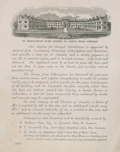 St Marylebone Alms Evleri için Reklam by English School
