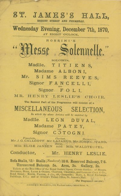 Rossinis Messe Solennelle yapımı için reklam by English School
