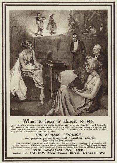 Aeolian Vocalion gramofonu için reklam by English School