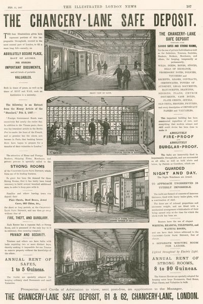 Chancery Lane Safe Deposit, 61-62 Chancery Lane, Londra için reklam; by English School