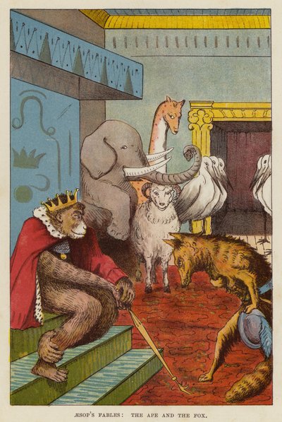Ezop Masalları: Maymun ve Tilki (chromolitho) by English School