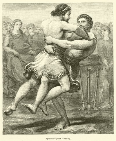 Ajax ve Ulysses güreşi (gravür) by English School