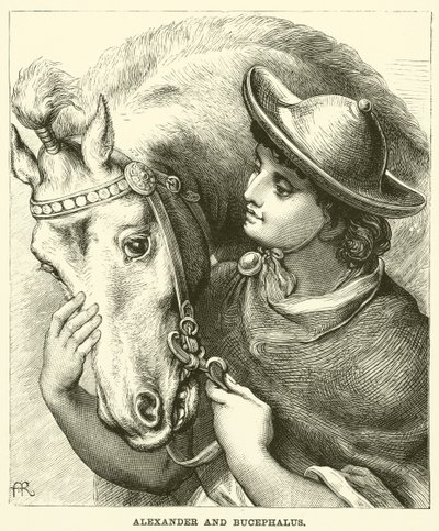İskender ve Bucephalus (gravür) by English School