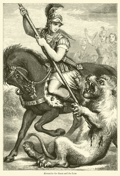Büyük İskender ve Aslan (gravür) by English School