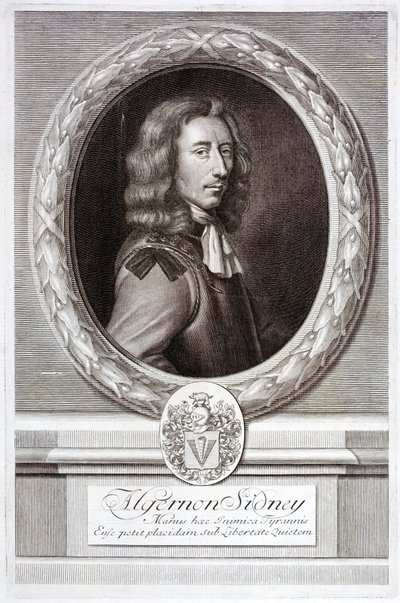 Algernon Sidney, İngiliz cumhuriyetçi siyaset kuramcısı ve asker (gravür) by English School