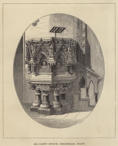 Tüm Azizler Kilisesi, Cheltenham, Minber (gravür) by English School