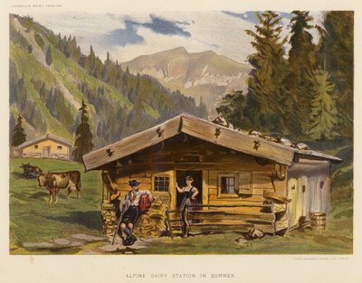 Yazın Alp Süt İstasyonu (renkli litografi) by English School