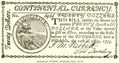 Amerikan Yirmi Doları Bill (1775) by English School