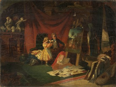 Bir Sanatçının Stüdyosu (tuval üzerine yağlı boya) by English School