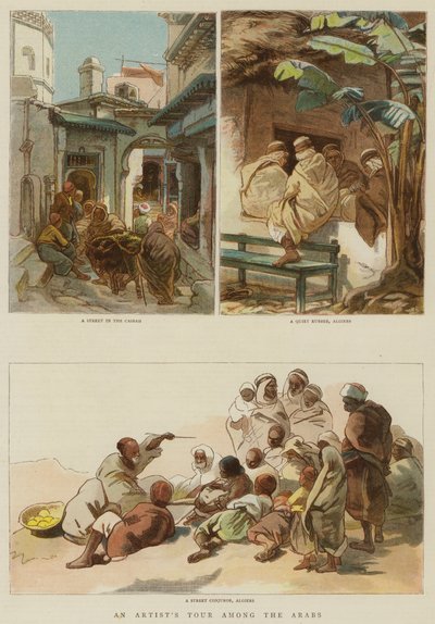 Araplar Arasında Bir Sanatçının Turu (renkli gravür) by English School