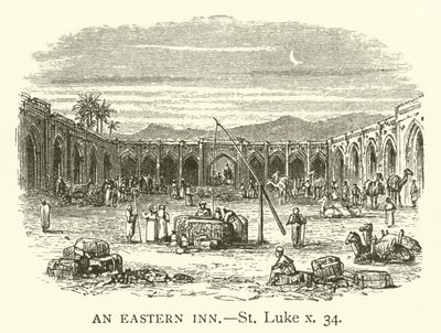 Bir Doğu Hanı, St Luke, x, 34 (gravür) by English School