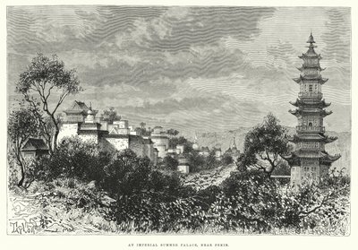 Pekin yakınlarındaki bir İmparatorluk Yaz Sarayı (gravür) by English School