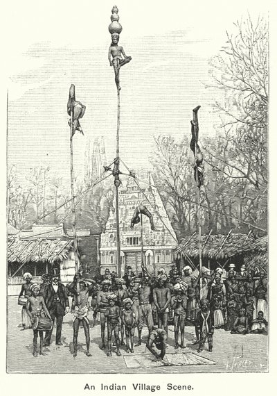 Bir Kızılderili Köyü Sahnesi (gravür) by English School
