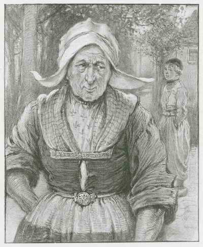 Yaşlı Hollandalı Kadın (taş baskı) by English School