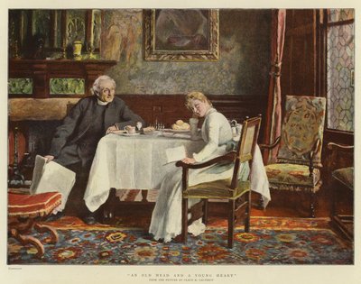 Yaşlı Bir Kafa ve Genç Bir Kalp (renkli taş baskı) by English School