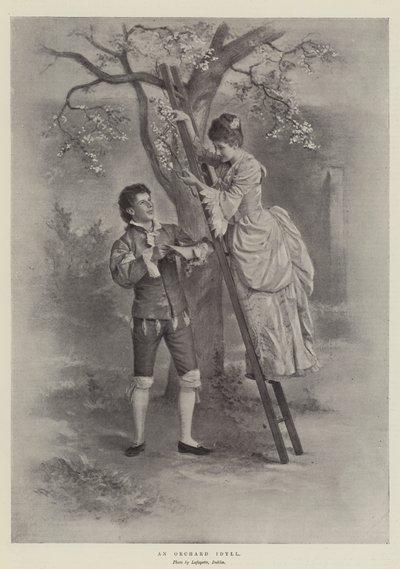 Bir Orchard İdil (lito) by English School