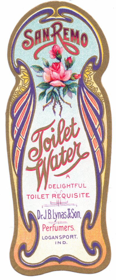 "san remo tuvalet suyu" için art nouveau parfüm etiketi, c.1900 by English School