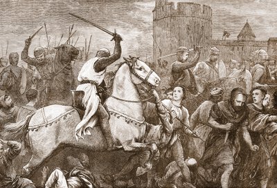Valdenslere karşı erken bir Papalık haçlı seferi, James Aitken Wylie'nin (1808-1890) 'Protestanlığın Tarihi'nden bir örnek, pub. 1878 (gravür) by English School