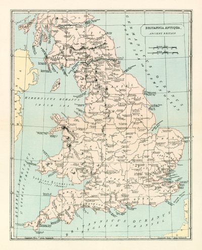 Antik Britanya (renkli litografi) by English School