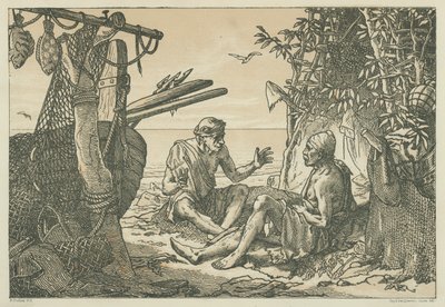 Antik Yunan balıkçıları (lito) by English School