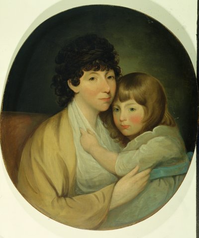 Anna Maria White (Bayan Charles Trench) ve çocuk (tuval üzerine yağlı boya) by English School