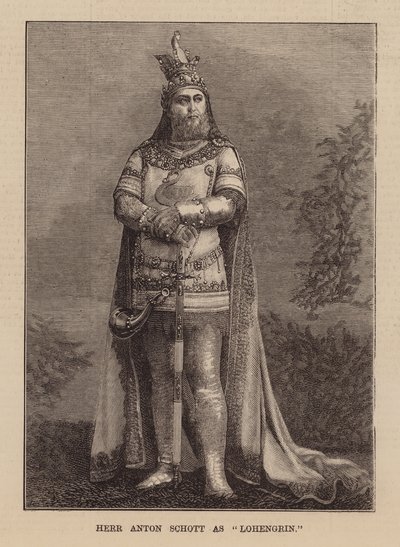 Lohengrin rolünde Anton Schott (gravür) by English School