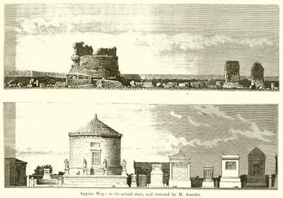 Appian Yolu: Gerçek Halinde ve M. Ancelet tarafından restore edilmiştir. by English School