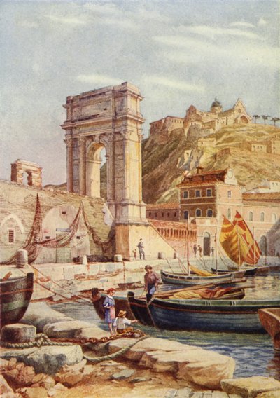 Trajan Kemeri ve Ancona Limanı, İtalya (renkli taş) by English School