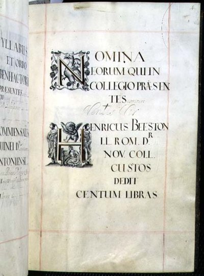 Arşiv 3693, fol.4 Sayfa, New College, Oxford